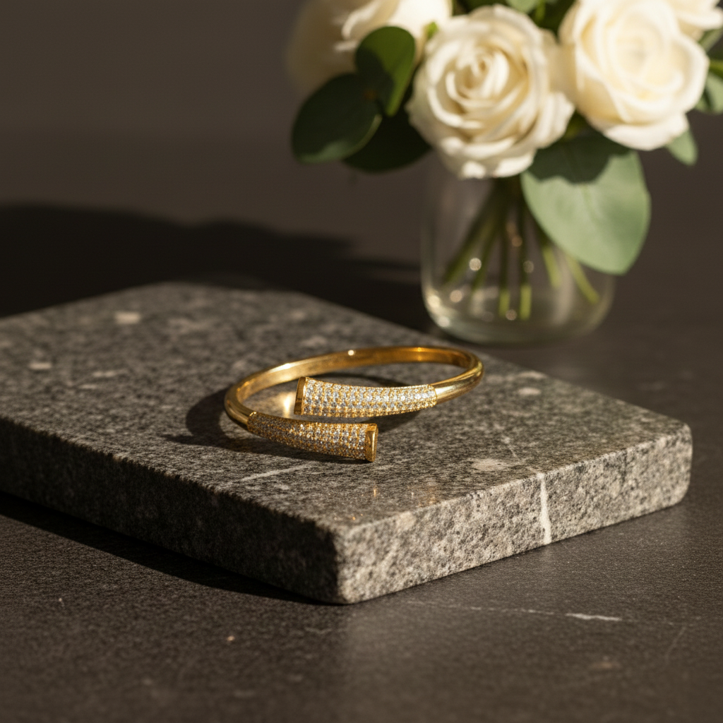 Zircon Cuff Kada - Gold